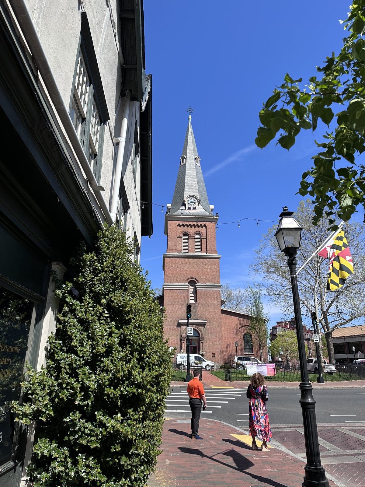 Historic downtown Annapolis with church steeple